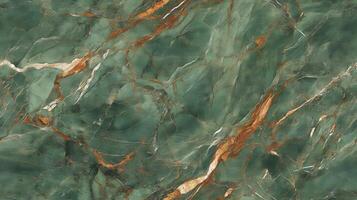 A close-up top view of green marble with earthy brown veins, creating a natural and organic floor texture photo