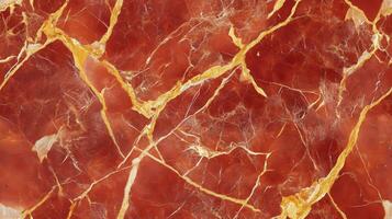 Top view of warm-toned red marble with golden veins, creating an opulent and eye-catching floor texture photo