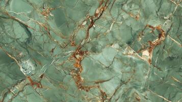 A close-up top view of green marble with earthy brown veins, creating a natural and organic floor texture photo