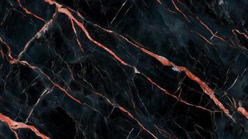 Close-up of black marble with bold red veins, creating a dramatic and striking design photo