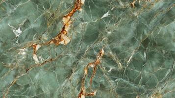 A close-up top view of green marble with earthy brown veins, creating a natural and organic floor texture photo