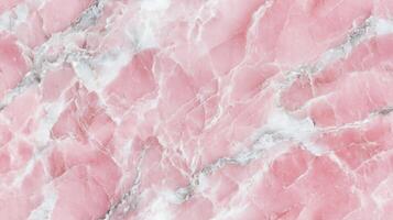 Close-up of pink marble with elegant white and grey streaks, filling the frame with a delicate and refined texture photo