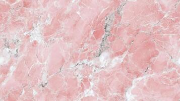 Close-up of pink marble with elegant white and grey streaks, filling the frame with a delicate and refined texture photo
