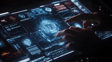 Digital touchscreen with complex data visualization and analytics photo