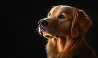 A dog with a golden coat and brown eyes is looking at the camera photo