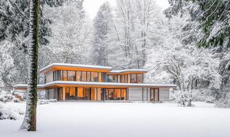 A large house with a tree in the background photo