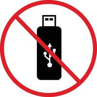 No USB flash drive icon. Do not use flash drive sign. flat style. vector