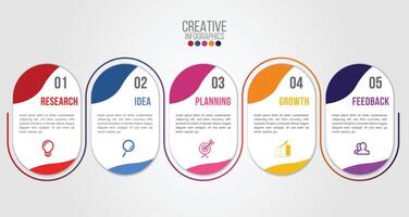 Business Infographic design template with icons and 5 numbers options or steps vector