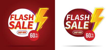 Flash Sale template concept on red and white background with lightning vector