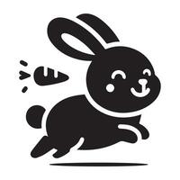 Black silhouette Sweet Cartoon Rabbit with Butterfly and Carrot Graphic vector
