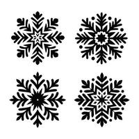 Abstract Black Snowflakes Collection Intricate Winter Illustrations Isolated on White for Holiday Season Projects vector