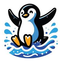 A penguin is jumping in the water vector