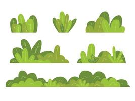 Set of hand drawn green bush, green grass element design vector