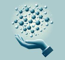 Human hand with a complex molecular structure vector