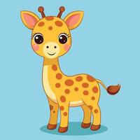 Cute cartoon giraffe standing happily with a bright expression against a simple background showcasing its playful and friendly nature vector