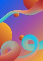 Flowing smooth wave pattern and 3d line on blue and orange color background. Internet network and communication signal technology, fiber optic line. Science and music backdrop. vector