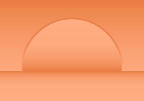 Orange empty room studio wall with half of circle texture abstract background. The minimal scene for mockup product display presentation. vector