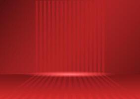 Red empty room studio wall with light and shadow texture abstract background. The minimal scene for mockup product display presentation. Showcase. vector