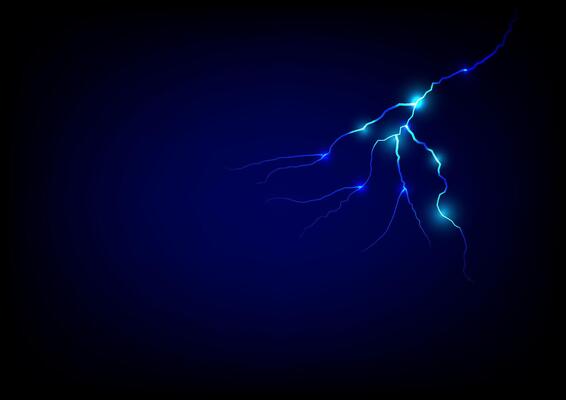 Thunderstorm on a dark blue background. Lightning effect and electric power charge