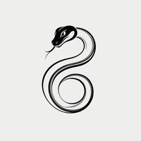 Minimalist Line Art of a Coiled Snake with Fierce Expression vector