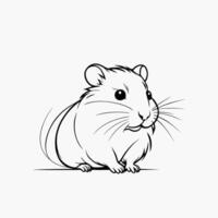 Adorable Line Art of a Cute Hamster vector