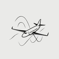 Minimalist Line Art of Airplane in Flight vector