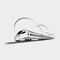 Minimalist Line Art of a High-Speed Train on Tracks vector