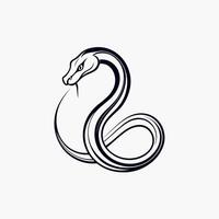 Minimalist Line Art of a Coiled Snake with Fierce Expression vector