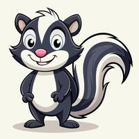 A cheerful cartoon skunk standing upright, showcasing a playful expression vector