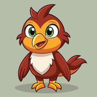 A cute cartoon bird character with colorful feathers standing on a light background, showcasing a playful expression and whimsical design vector