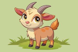 A cute cartoon goat character with big eyes and a playful expression, standing confidently against a simple background vector