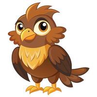 Cute cartoon bird character with expressive eyes and colorful feathers standing proudly against a plain background vector