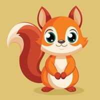 A cheerful cartoon squirrel sitting happily with a bushy tail on a plain background in a playful and friendly pose vector