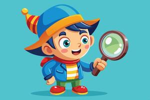 A cheerful character with a megaphone excitedly sharing news in a playful cartoon style against a bright teal background vector