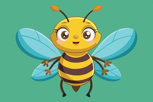 A cheerful cartoon bee character with big eyes and colorful wings, designed to be playful and friendly, suitable for children's illustrations vector