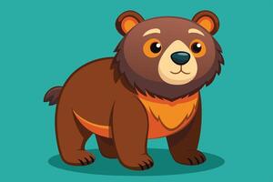 Cute cartoon bear with friendly expression and vibrant colors against a teal background in a playful, whimsical style vector