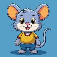 A cute cartoon mouse character with large ears and a cheerful expression on a solid background, designed for children's illustrations or animations vector