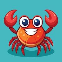 This colorful cartoon crab features large eyes and a bright red shell, showcasing its joyful expression vector