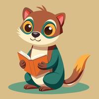 A cute cartoon character reading a book while sitting comfortably on a pastel background in a friendly and inviting setting vector