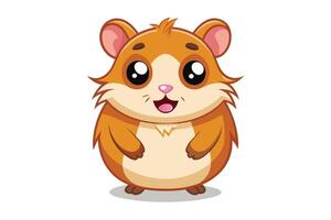 Cute cartoon hamster with big eyes and a happy expression standing on a white background, showcasing its playful personality and charm vector