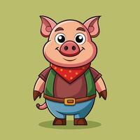 Cartoon pig character in a colorful outfit standing confidently against a light background with a friendly expression vector