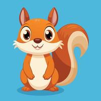 A cheerful cartoon squirrel with big eyes and a fluffy tail, standing against a light background, perfect for children's illustrations and animations vector