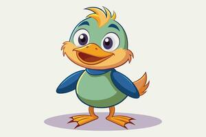 A cheerful cartoon duck character with bright colors and a friendly expression standing on a plain background vector