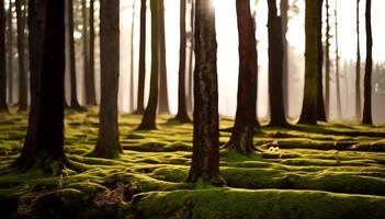 3D rendering Forest with cinematic look light on morning time video