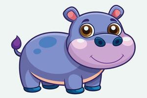 Cute cartoon hippopotamus with big eyes and a friendly expression, set against a plain background for fun character design vector