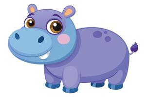 Playful cartoon hippo character with a friendly expression in a cute, colorful style set against a simple white background vector