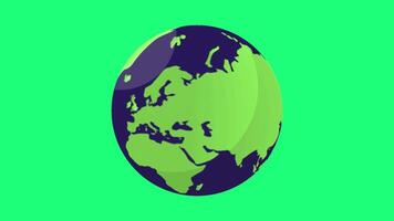 Earth globe moving on animation Seamless Loop on a Green Screen Background. video