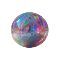 3D chrome element in Y2K style, isolated background, liquid holographic metal. Colorful ball with a rainbow pattern, made of glass, shiny surface. png