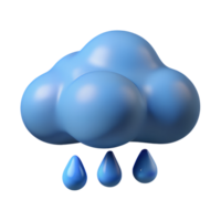 Cartoon cloud with rain drops 3d illustration isolated on the transparent background png