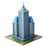 Skyscraper building isometric 3d rendered illustration isolated on the transparent background png
